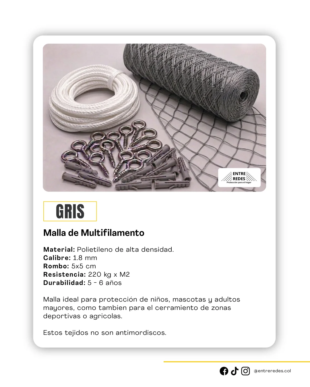Tejido gris multifilamento