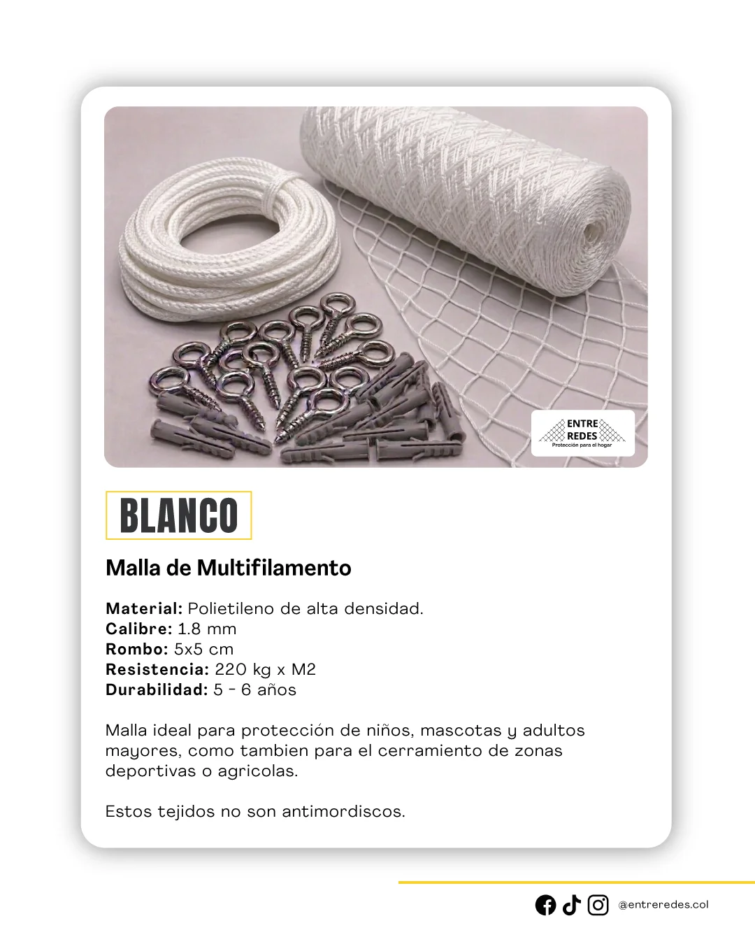 Tejido blanco multifilamento